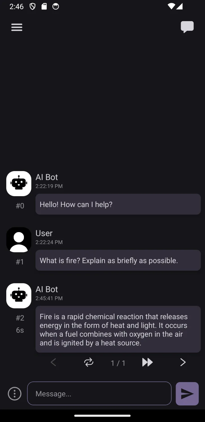 ChatterUI chat screen