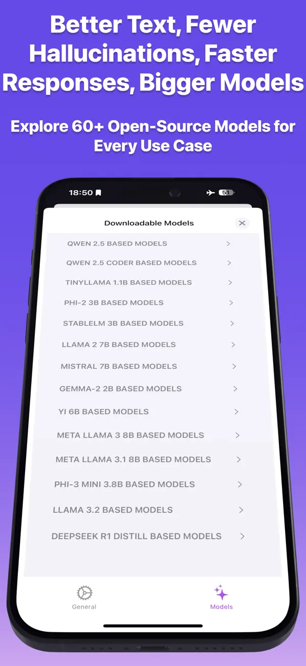 Private LLM model catalog on iPhone