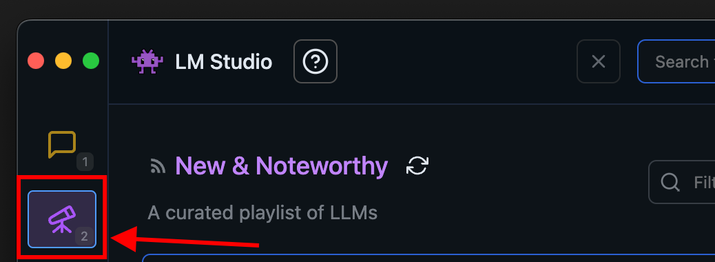 LM Studio official documentation screenshot showing the model discovery button